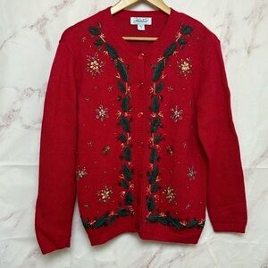VTG Haband Beaded Christmas Cardigan Sweater - H20